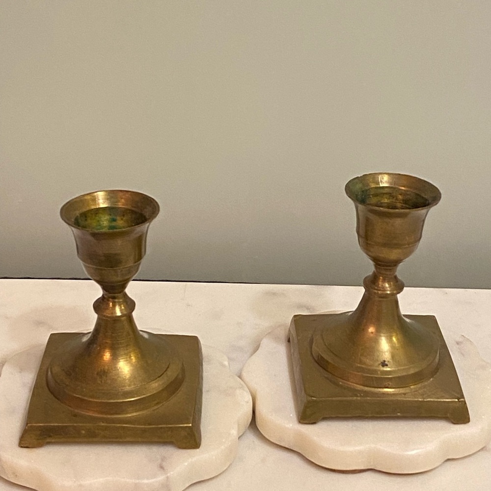 Solid Brass Set Of 2 Taper Candle Holders Mid Century Modern Heritage 3 Inch